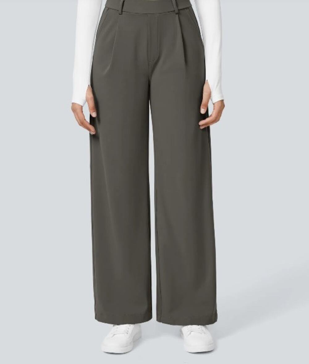 NWT Halara HaloTek Air High-Waisted Pleated Pants, Gray, Size MP